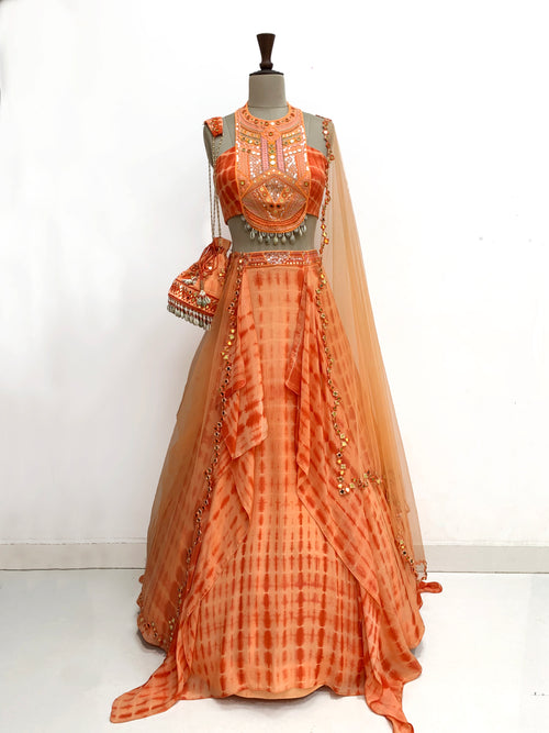 Orange Boho Lehenga Set